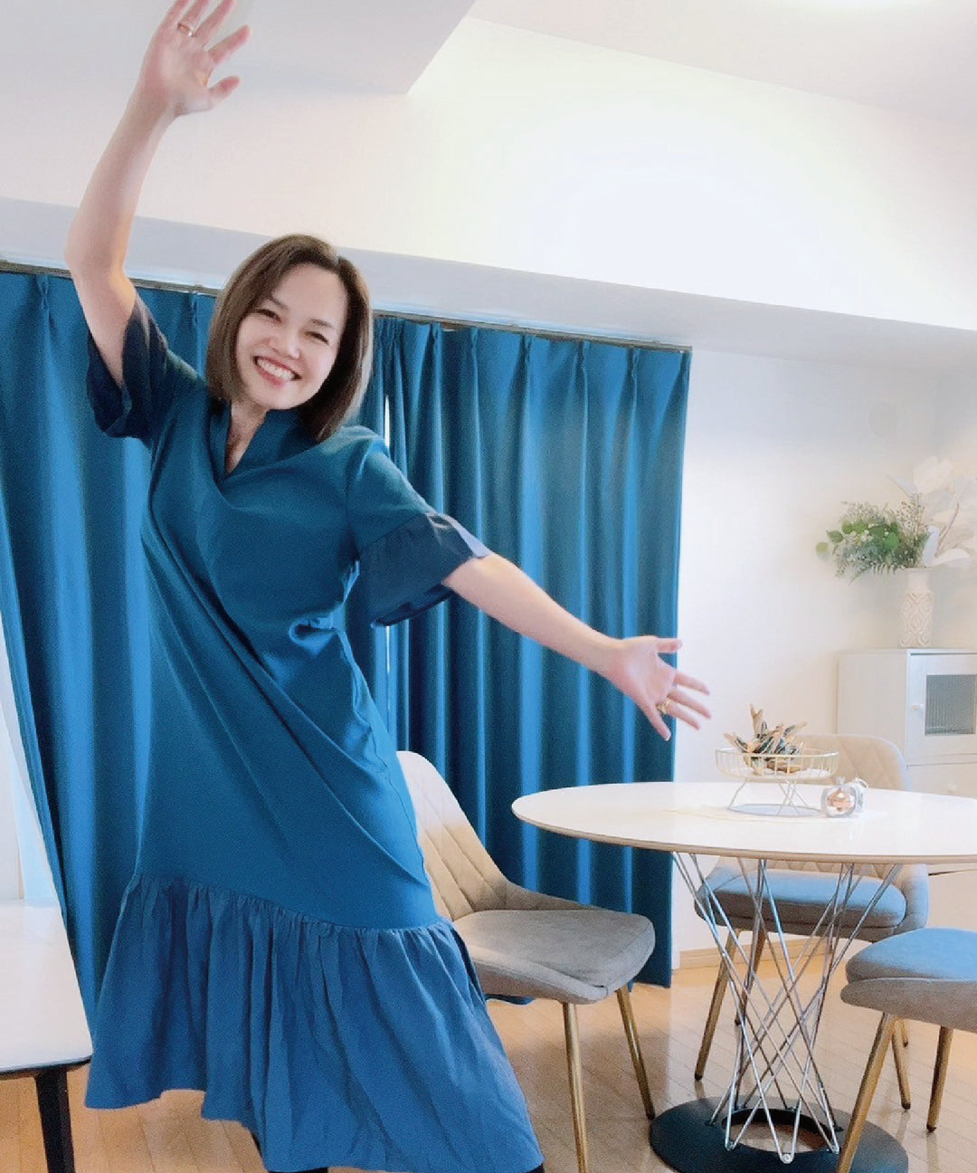 異素材使いスキッパーワンピース