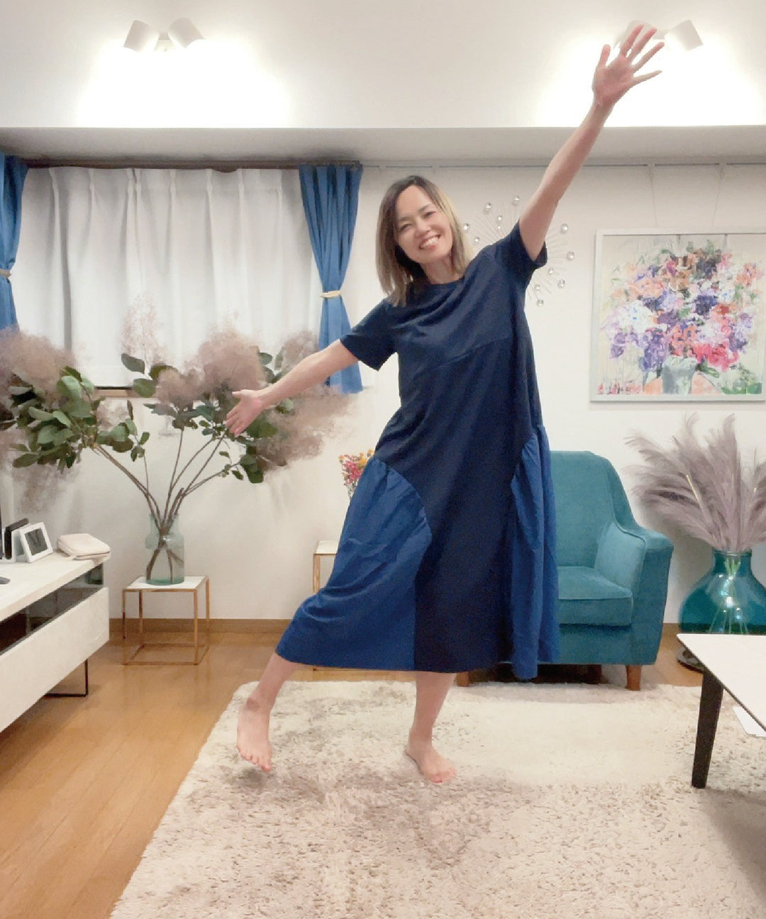 異素材コンビカットワンピース