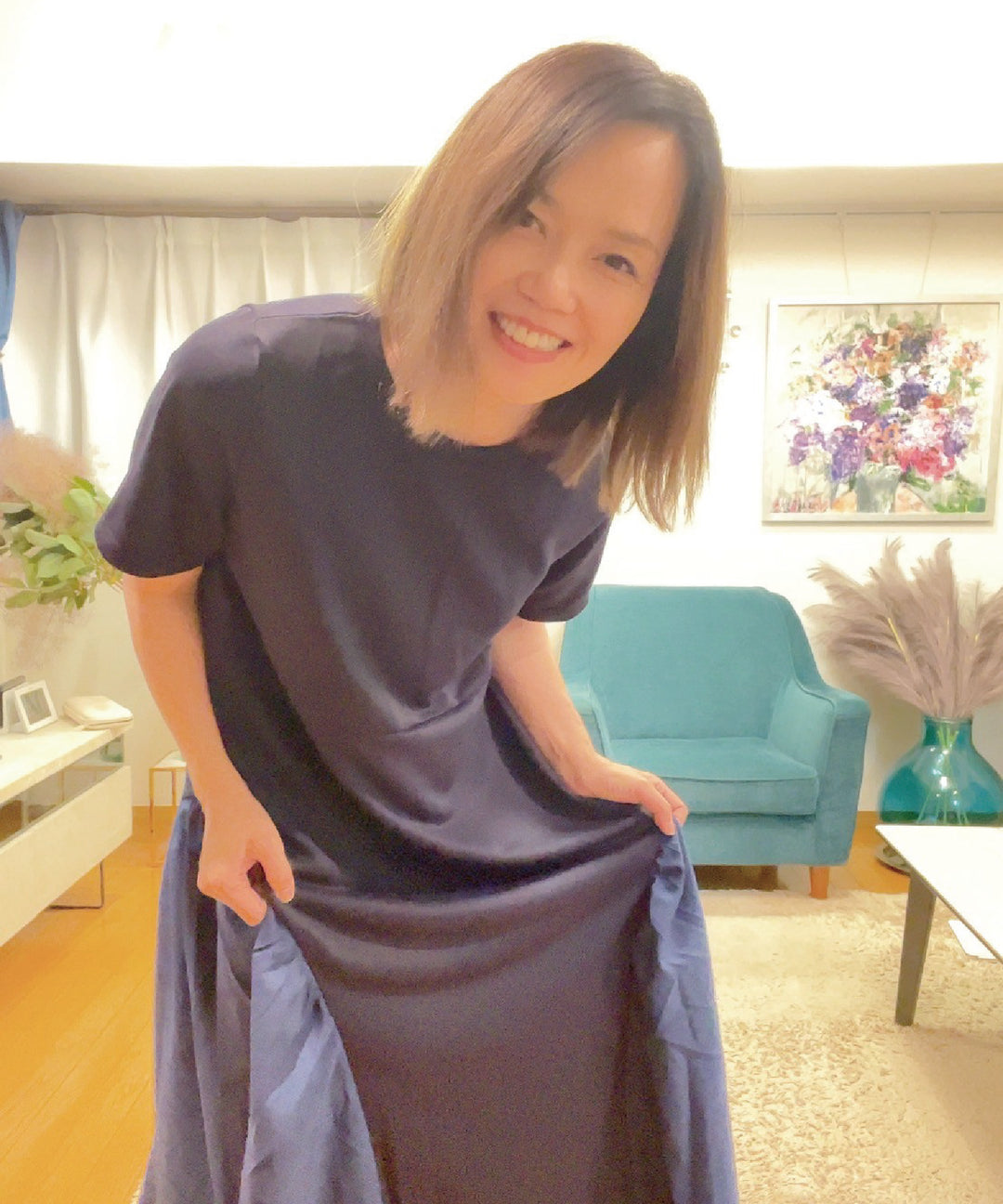 異素材コンビカットワンピース