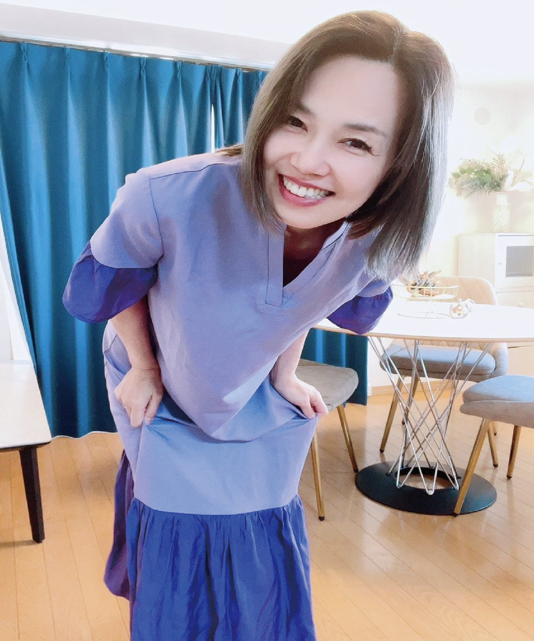 異素材使いスキッパーワンピース