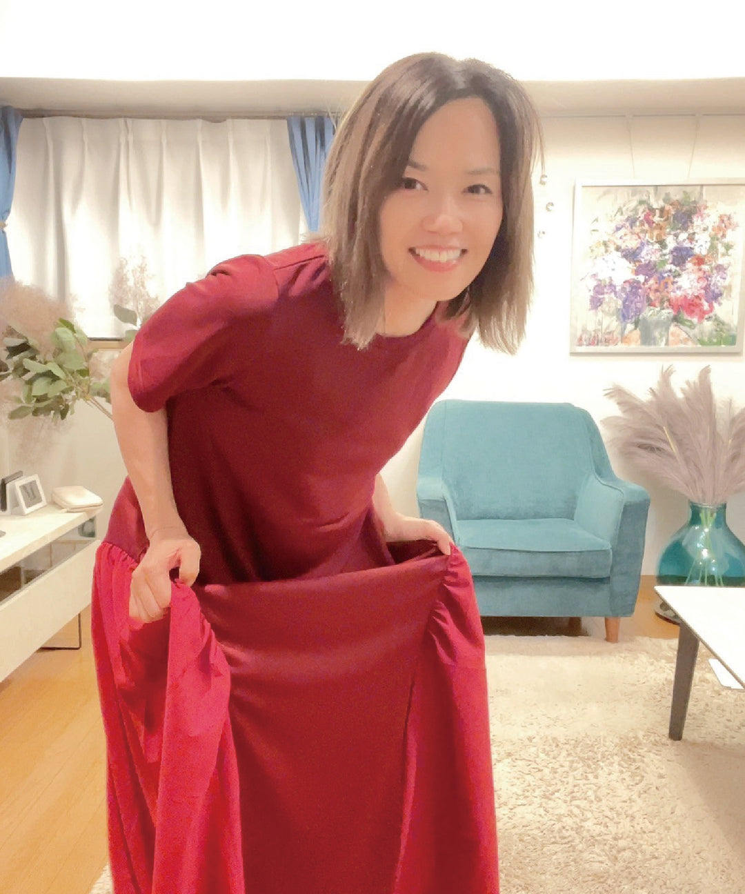 異素材コンビカットワンピース