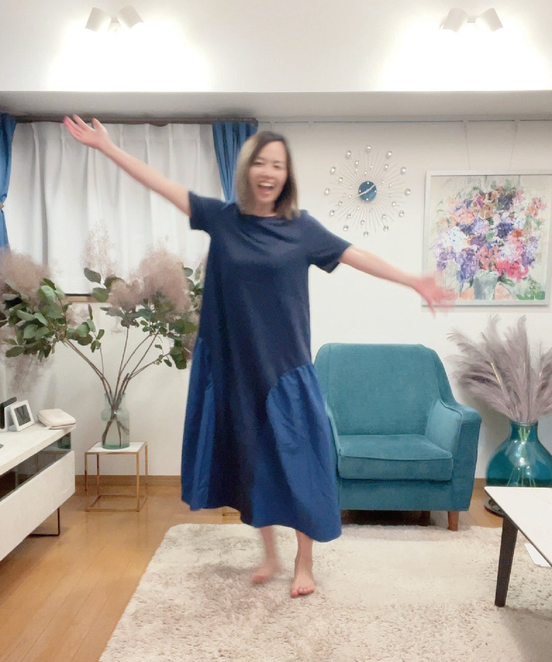 異素材コンビカットワンピース