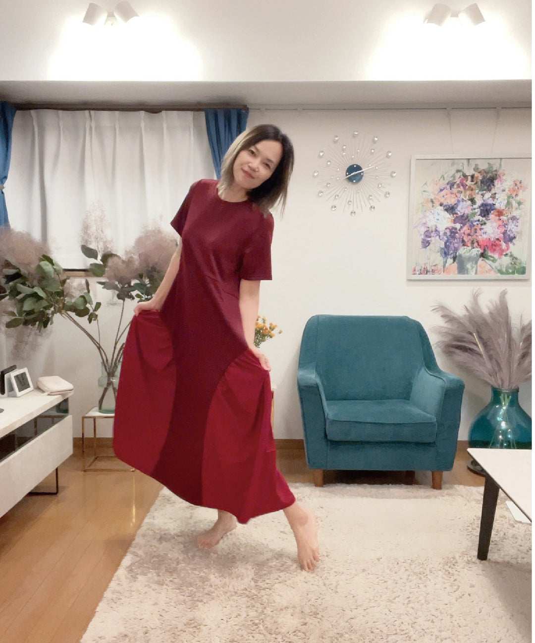 異素材コンビカットワンピース