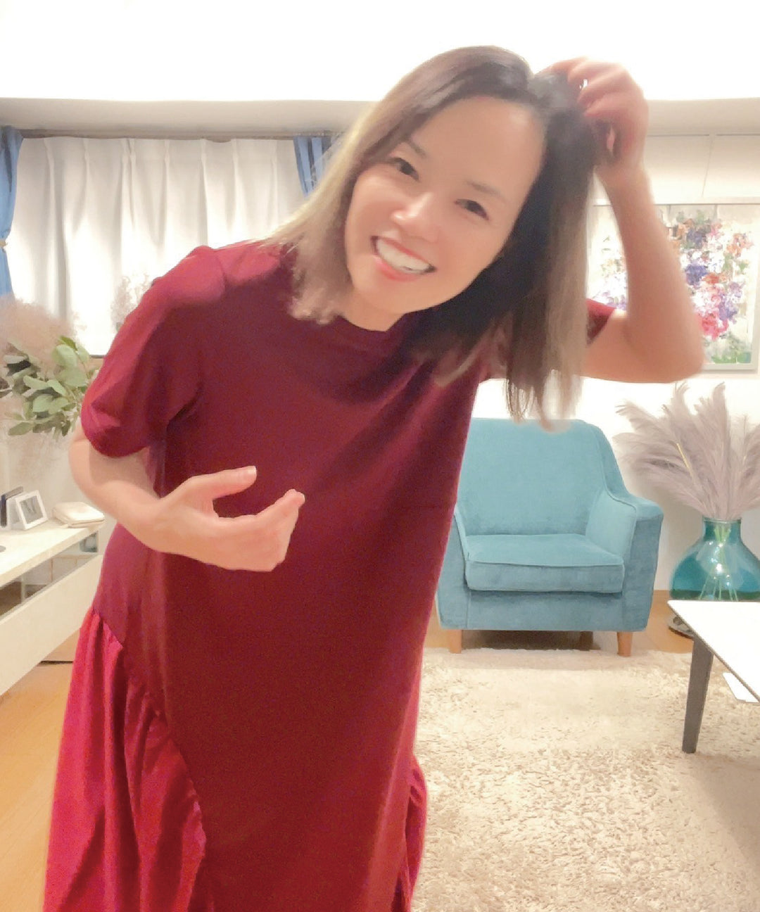 異素材コンビカットワンピース