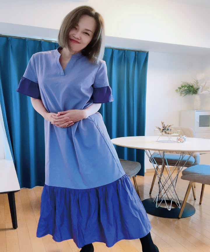 異素材使いスキッパーワンピース