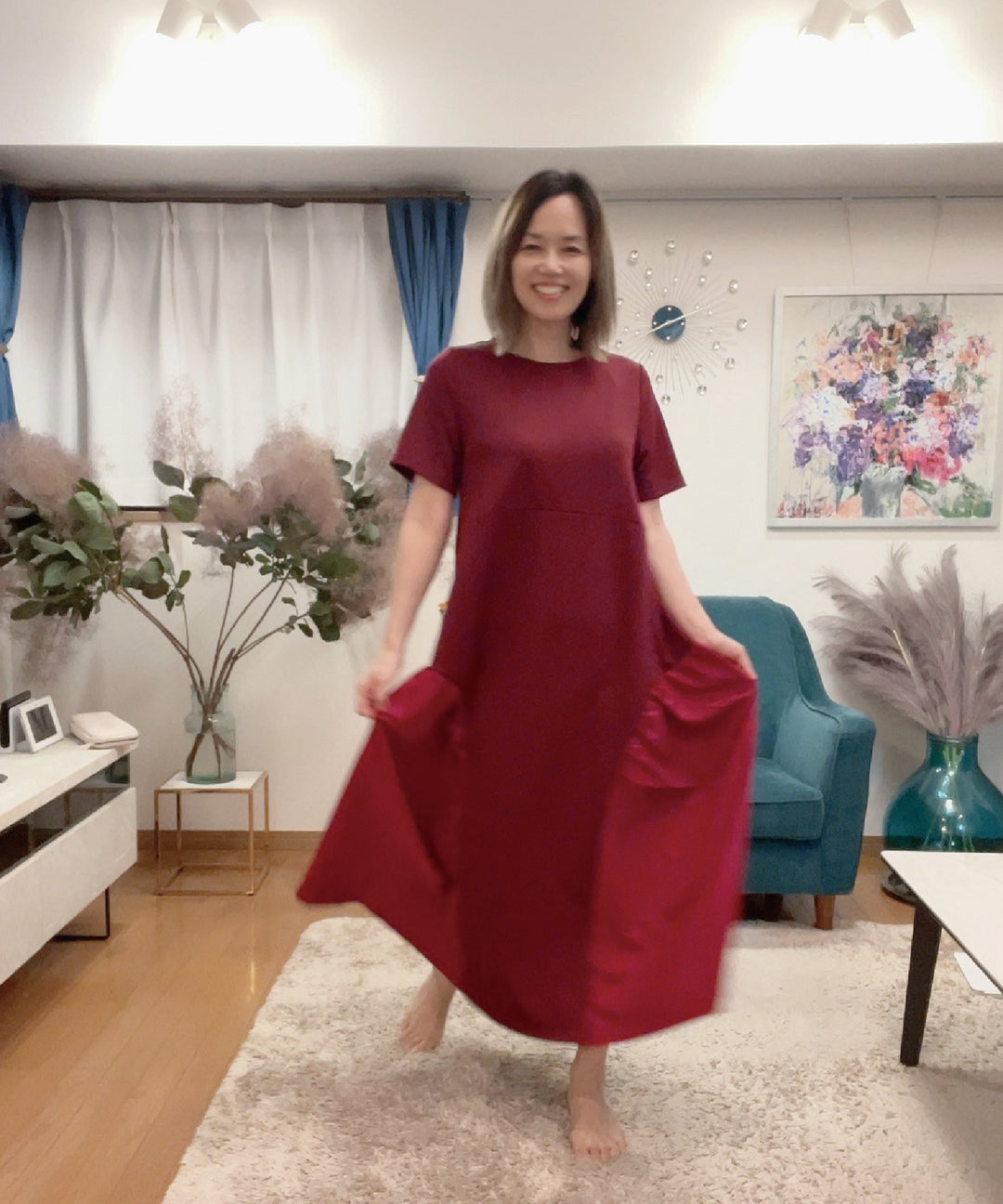 異素材コンビカットワンピース