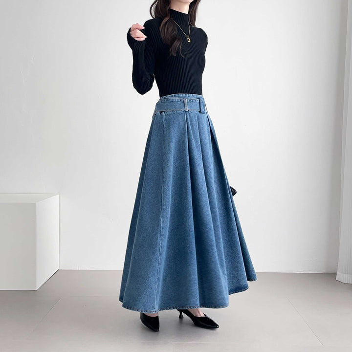 ☆【30年デニム】ベルト付きデニムスカート