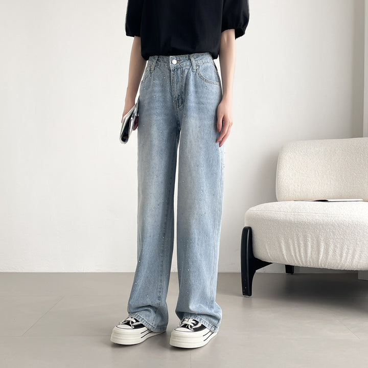 【神キラ】☆キラキラデニム ラインストーンワイドパンツ