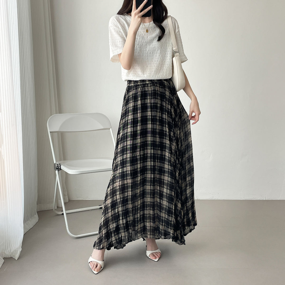 【神チェック】☆配色チェックプリーツスカート