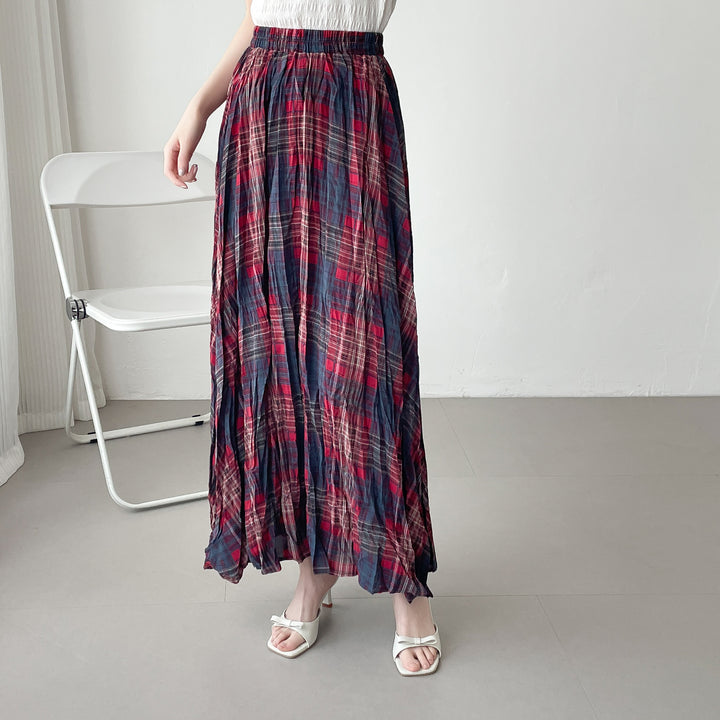 【神チェック】☆配色チェックプリーツスカート