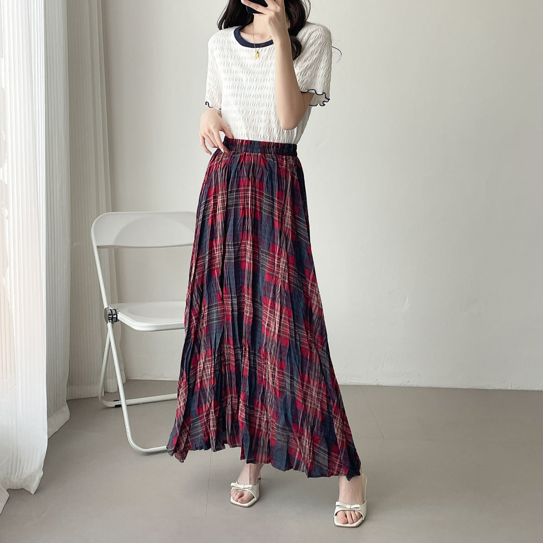 【神チェック】☆配色チェックプリーツスカート