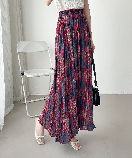 【神チェック】☆配色チェックプリーツスカート