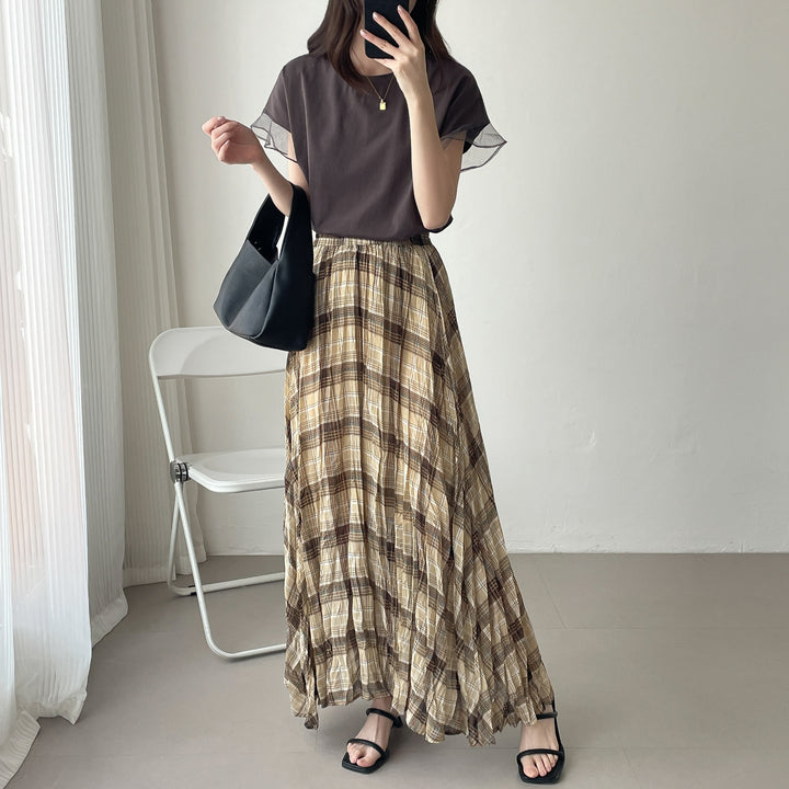 【神チェック】☆配色チェックプリーツスカート