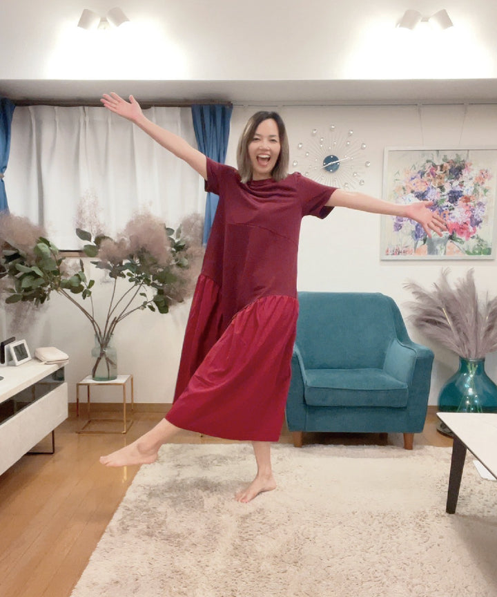 異素材コンビカットワンピース