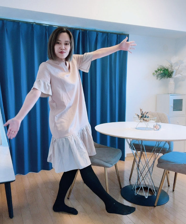 異素材使いスキッパーワンピース