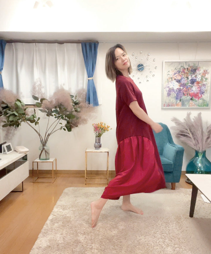 異素材コンビカットワンピース