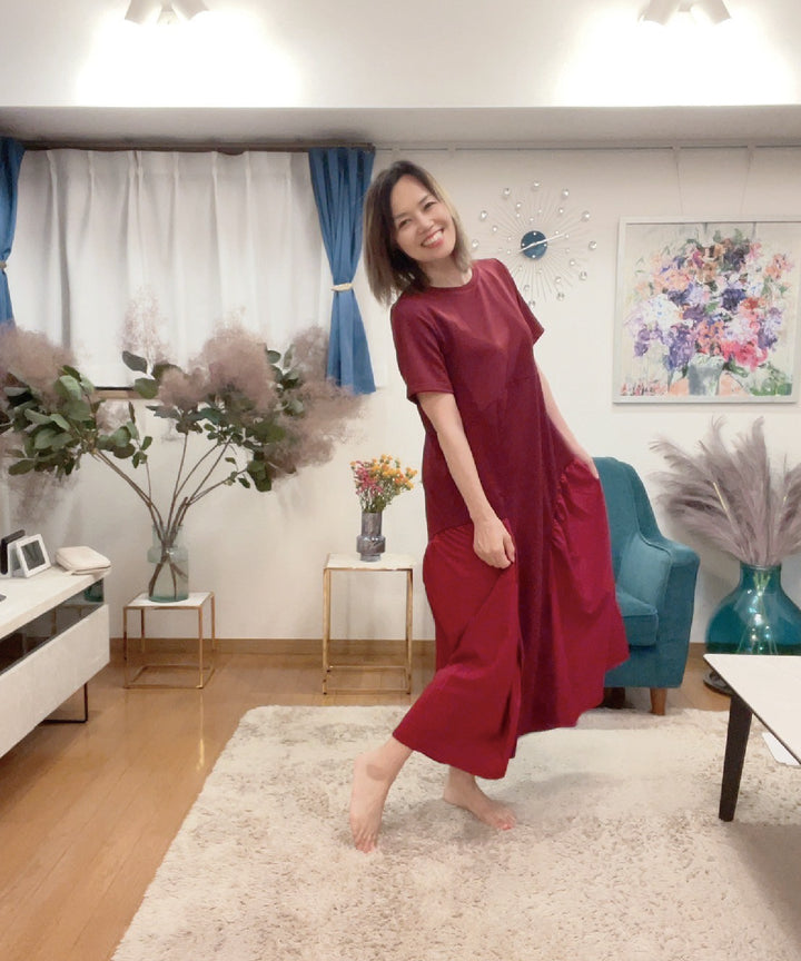 異素材コンビカットワンピース