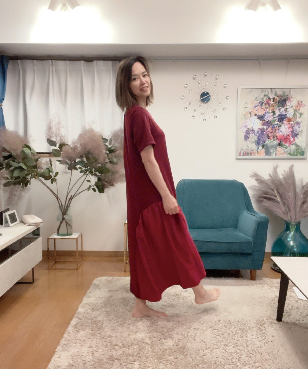 異素材コンビカットワンピース