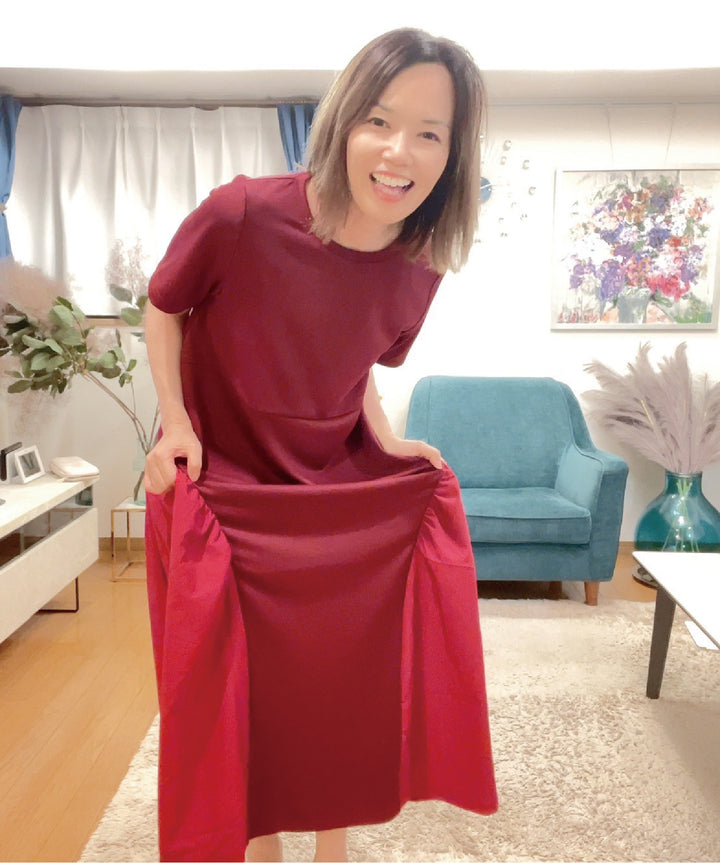 異素材コンビカットワンピース