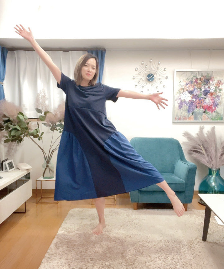 異素材コンビカットワンピース