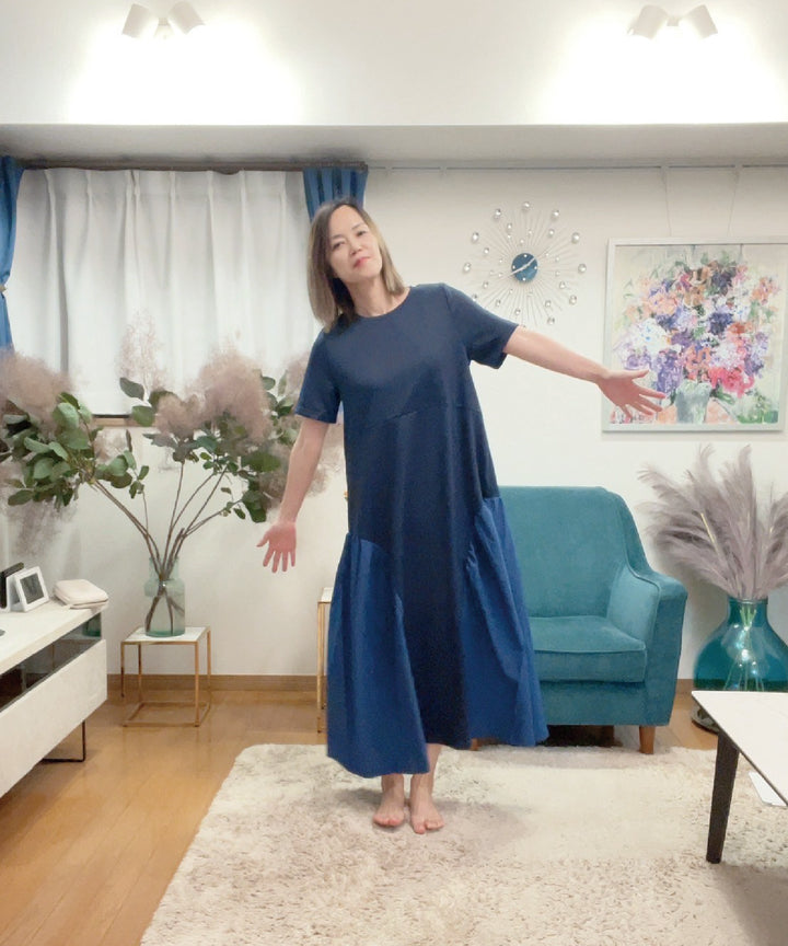 異素材コンビカットワンピース