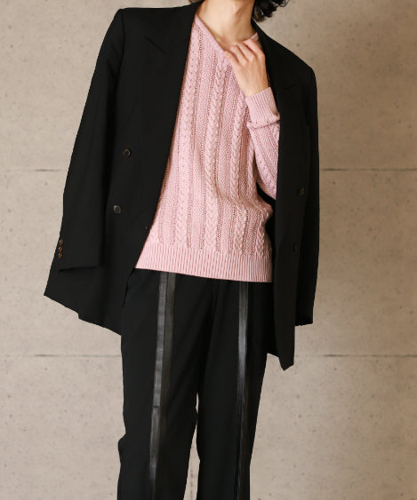 特別限定商品 ケーブル編みVネックニット 日本製