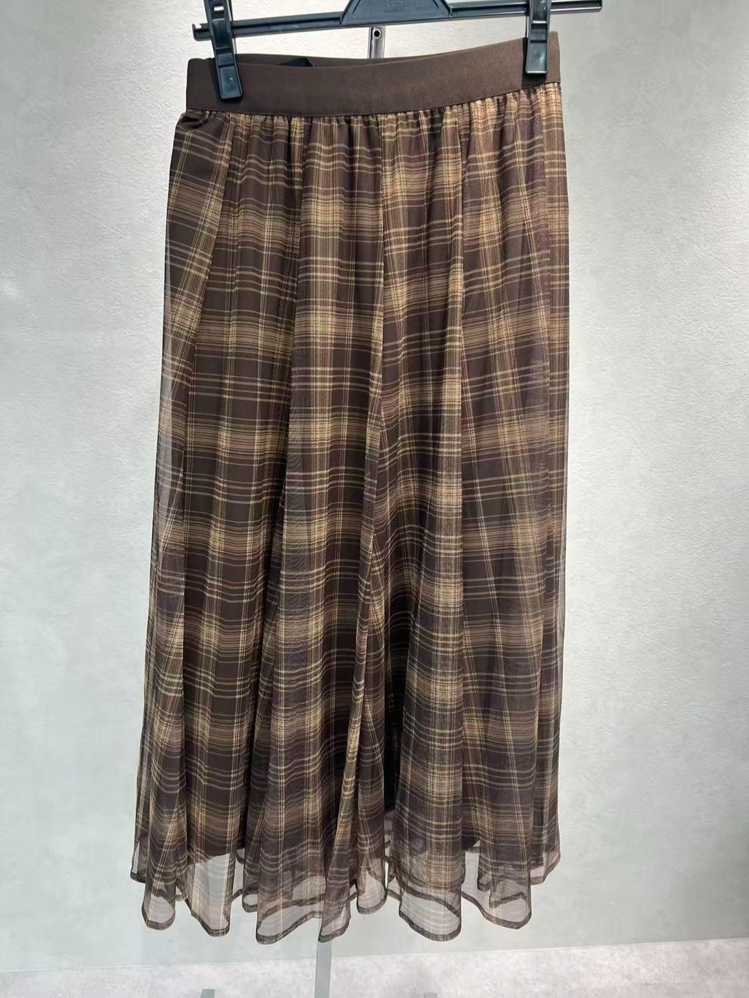 【超神パープル】 チェック柄シアーフリルスカート