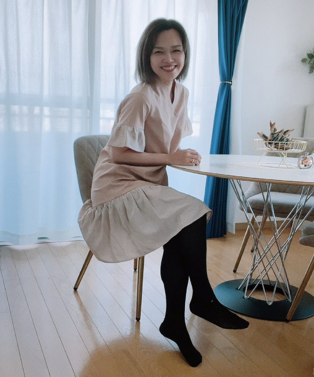 異素材使いスキッパーワンピース