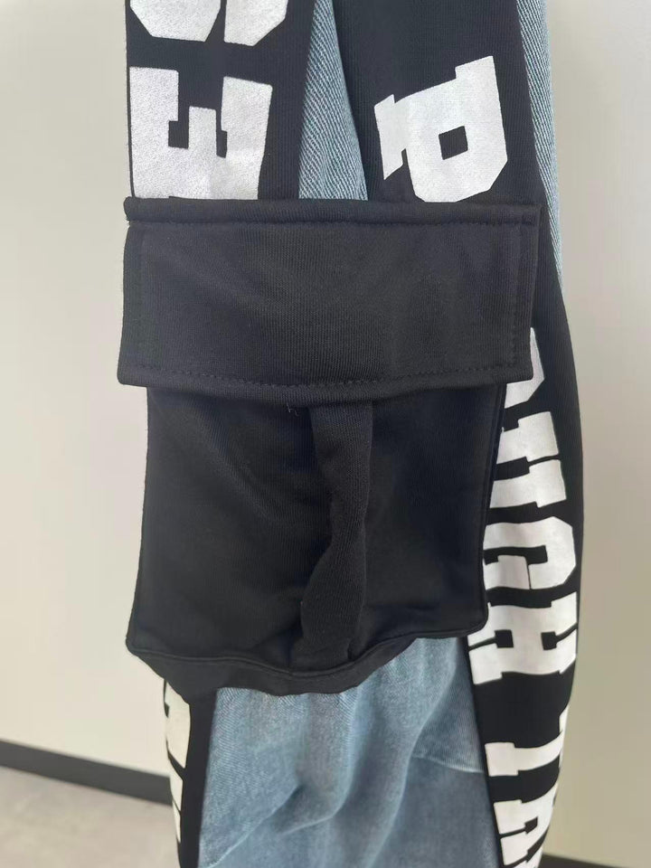 【ABITOKYO】サイドポケット付き配色ロゴラインドロストパンツ　034　