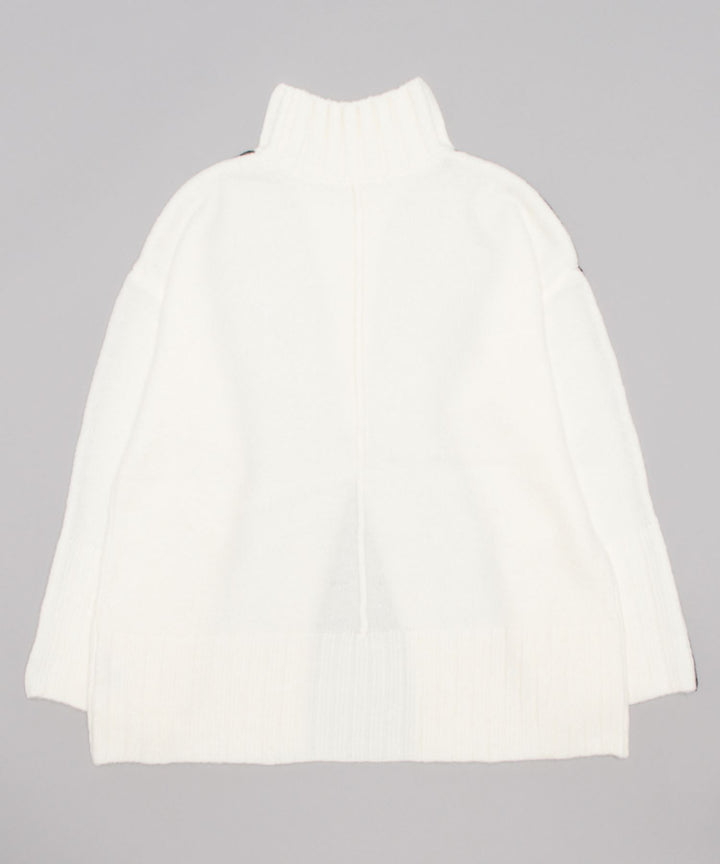 Turtle Neck Slit Knit Tops（タートルネックスリットニットトップス）