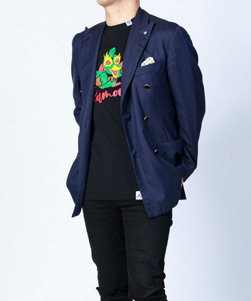 ジャケットinプリントクルーネックカットソー