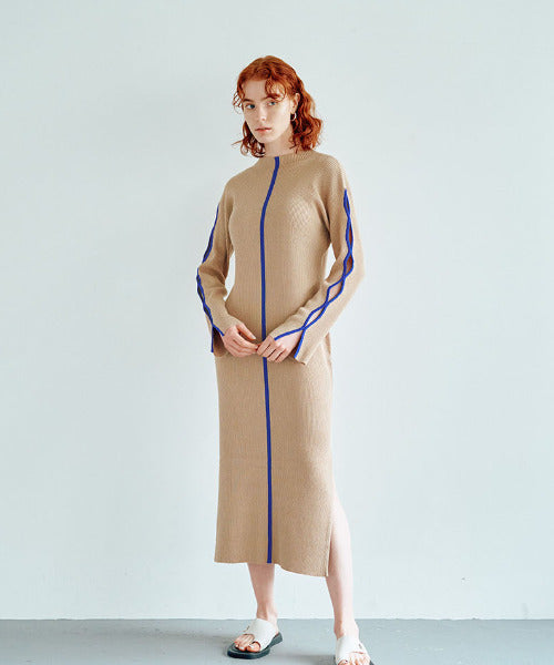 Bicolor Rib Knit Onepiece（バイカラーリブニットワンピース）
