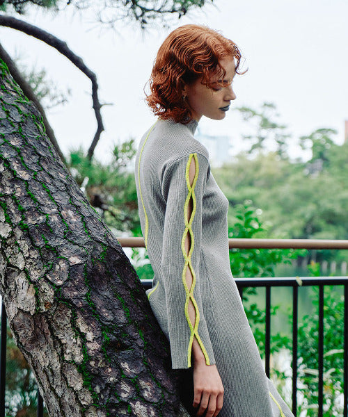 Bicolor Rib Knit Onepiece（バイカラーリブニットワンピース）