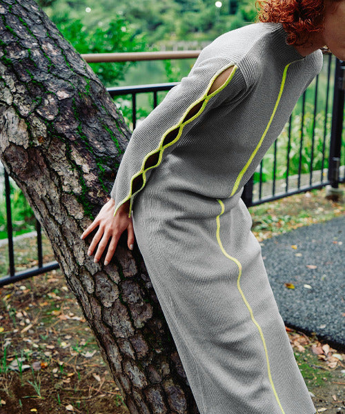 Bicolor Rib Knit Onepiece（バイカラーリブニットワンピース）