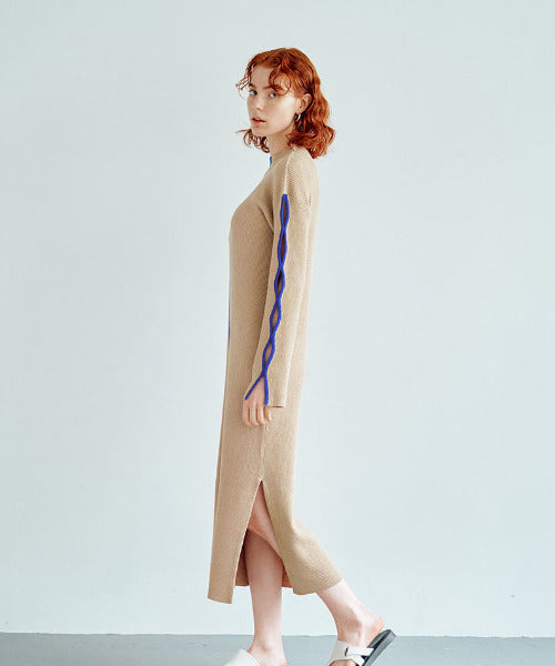 Bicolor Rib Knit Onepiece（バイカラーリブニットワンピース）
