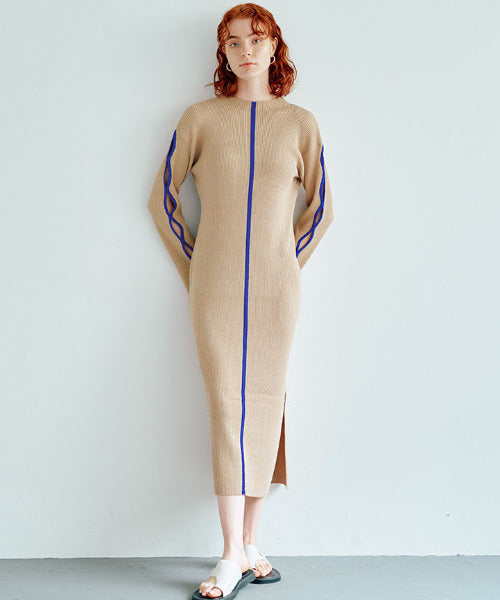 Bicolor Rib Knit Onepiece（バイカラーリブニットワンピース）