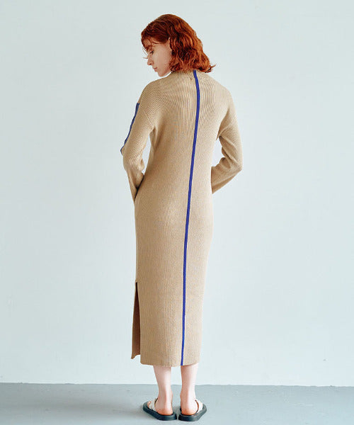 Bicolor Rib Knit Onepiece（バイカラーリブニットワンピース）