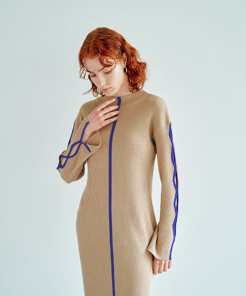Bicolor Rib Knit Onepiece（バイカラーリブニットワンピース）