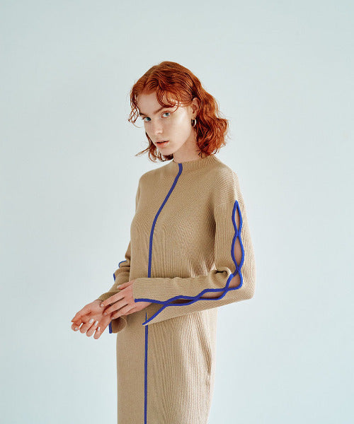 Bicolor Rib Knit Onepiece（バイカラーリブニットワンピース）