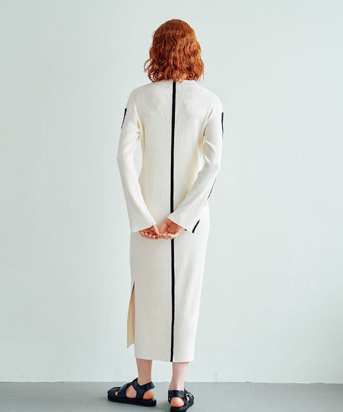 Bicolor Rib Knit Onepiece（バイカラーリブニットワンピース）