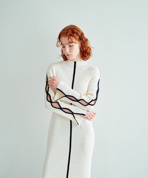 Bicolor Rib Knit Onepiece（バイカラーリブニットワンピース）