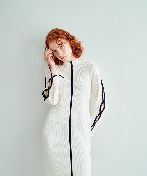 Bicolor Rib Knit Onepiece（バイカラーリブニットワンピース）