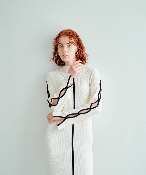 Bicolor Rib Knit Onepiece（バイカラーリブニットワンピース）