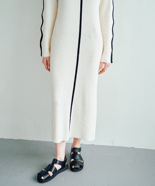 Bicolor Rib Knit Onepiece（バイカラーリブニットワンピース）