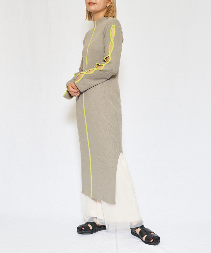 Bicolor Rib Knit Onepiece（バイカラーリブニットワンピース）