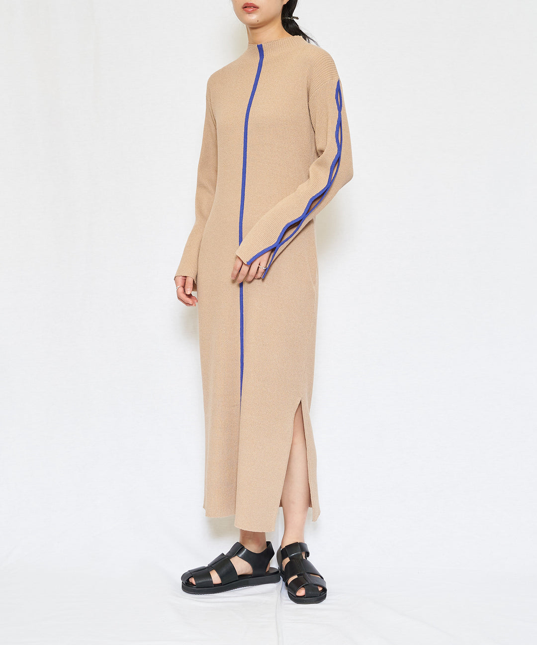 Bicolor Rib Knit Onepiece（バイカラーリブニットワンピース）
