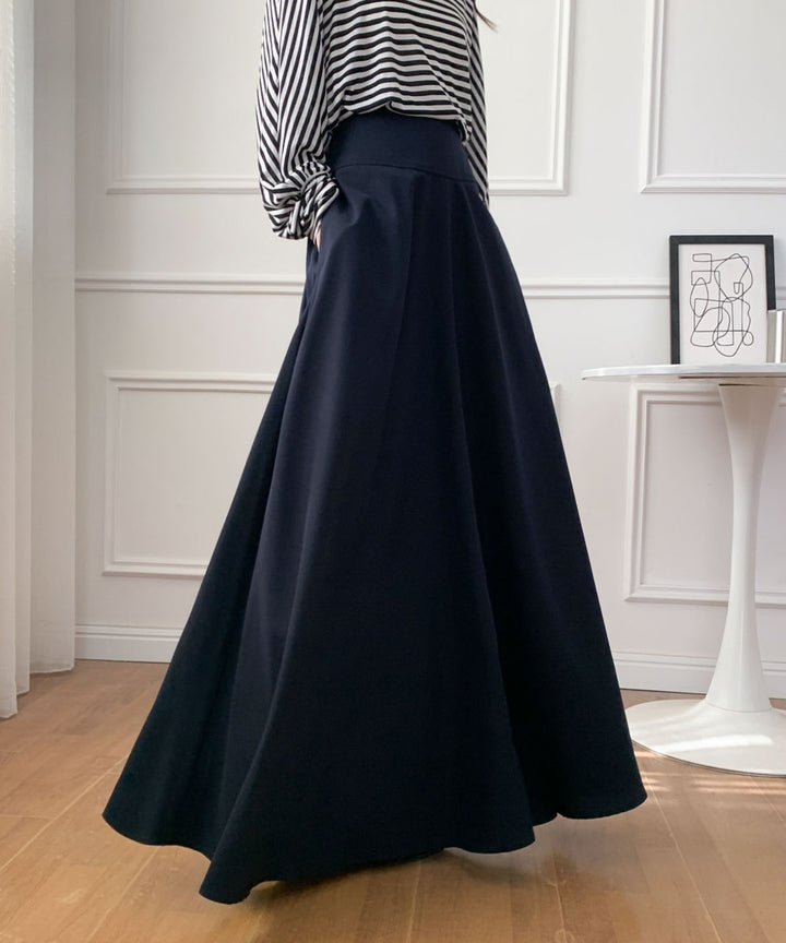 ハイウエストマキシ丈フレアロングスカート