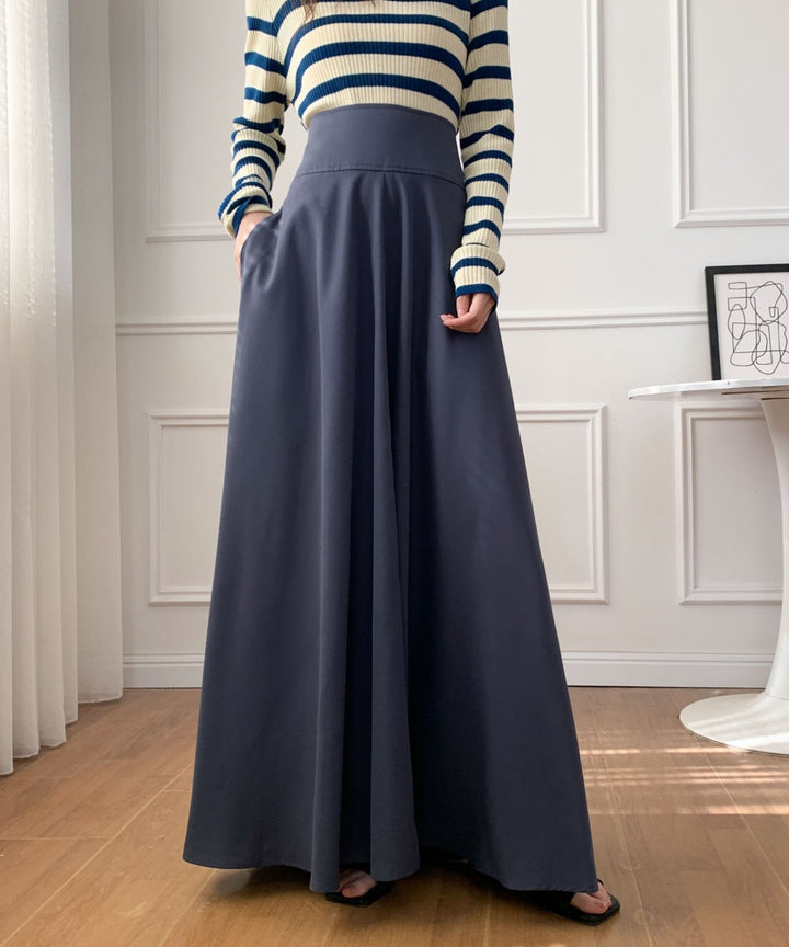 ハイウエストマキシ丈フレアロングスカート