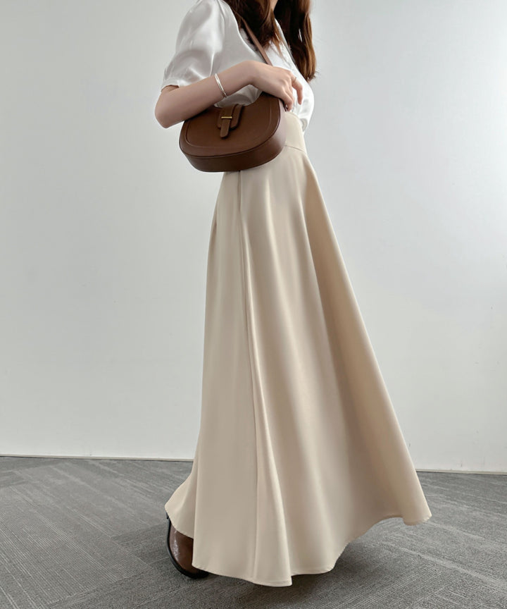 ハイウエストマキシ丈フレアロングスカート