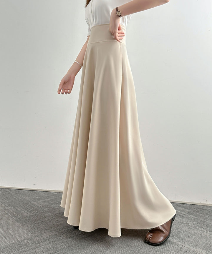 ハイウエストマキシ丈フレアロングスカート